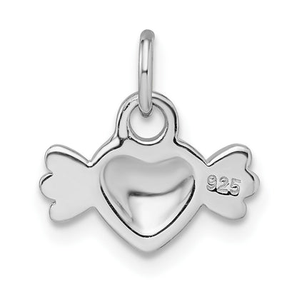 Sterling Silver Rhodium-Plated Pink Preciosa Crystal Heart Candy Pendant
