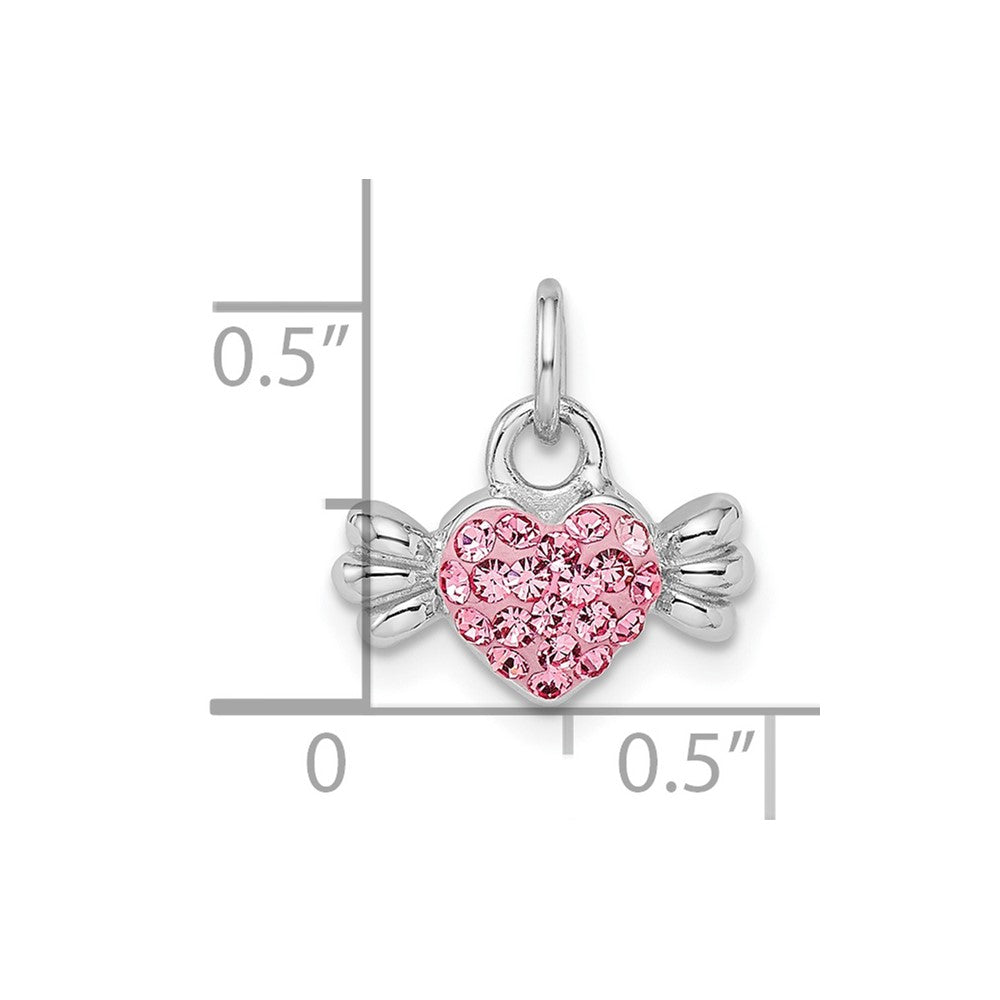 Sterling Silver Rhodium-Plated Pink Preciosa Crystal Heart Candy Pendant