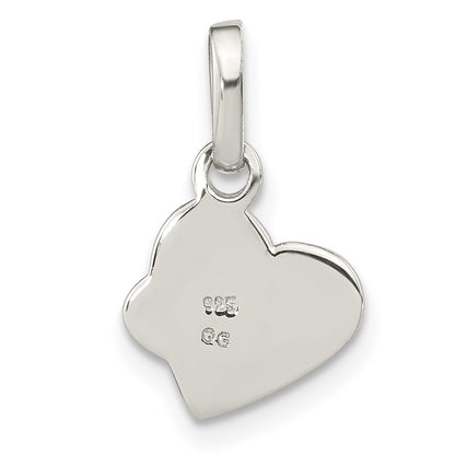 Sterling Silver Rhodium-Plated Pink Enamel Cz Double Heart Pendant
