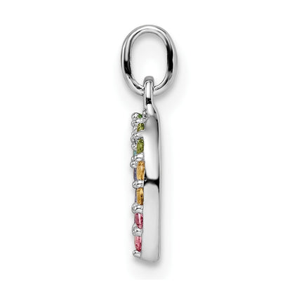 Sterling Silver Rhodium-Plated Rainbow Nano Crystal Horseshoe Pendant