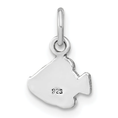 Sterling Silver Rhodium-Plated Polished Enameled Fish Pendant