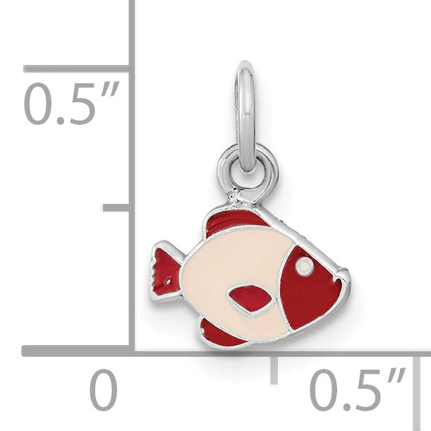 Sterling Silver Rhodium-Plated Polished Enameled Fish Pendant