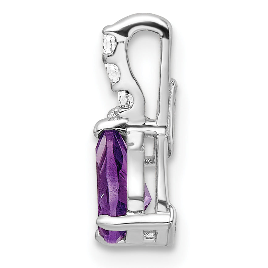 Sterling Silver Sterlingsilver Rhodplat .79Am/Wt Amethyst & White Topaz Pendant