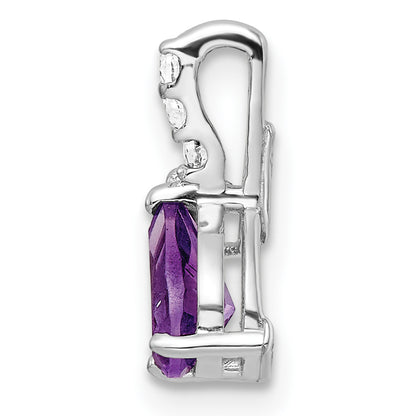 Sterling Silver Sterlingsilver Rhodplat .79Am/Wt Amethyst & White Topaz Pendant