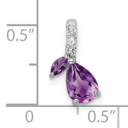 Sterling Silver Sterlingsilver Rhodplat .79Am/Wt Amethyst & White Topaz Pendant