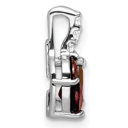 Sterling Silver Rh-Plated .93T.W. Garnet & White Topaz Pendant