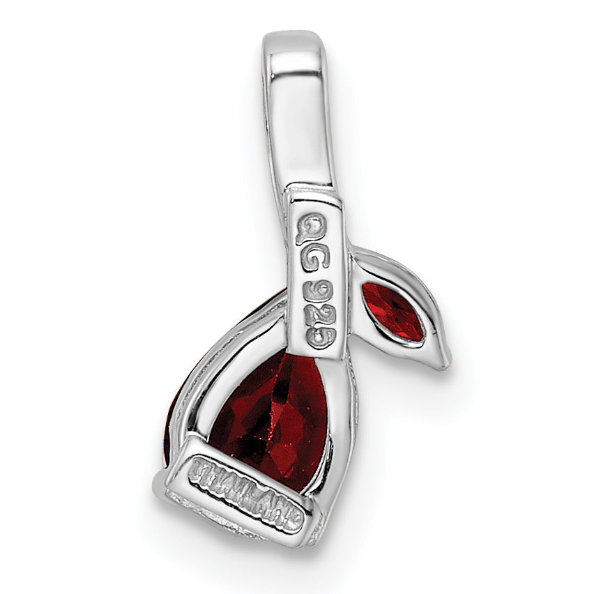 Sterling Silver Rh-Plated .93T.W. Garnet & White Topaz Pendant