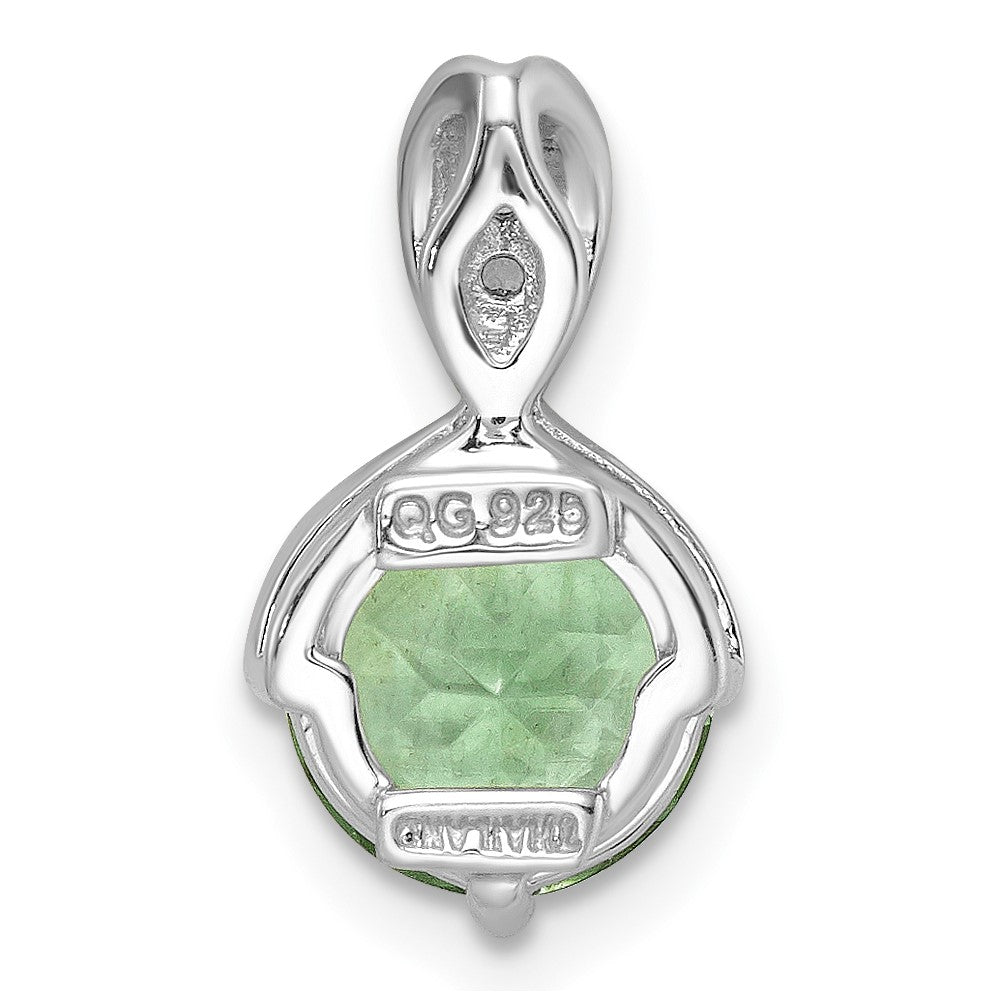 Sterling Silver Ss Rh-Plated Circle 1.86T.W. Green Quartz/White Topaz Pendant