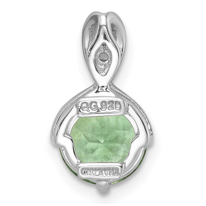 Sterling Silver Ss Rh-Plated Circle 1.86T.W. Green Quartz/White Topaz Pendant