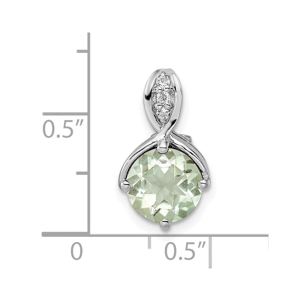 Sterling Silver Ss Rh-Plated Circle 1.86T.W. Green Quartz/White Topaz Pendant