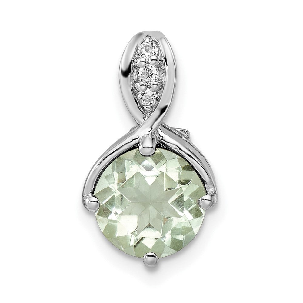Sterling Silver Ss Rh-Plated Circle 1.86T.W. Green Quartz/White Topaz Pendant