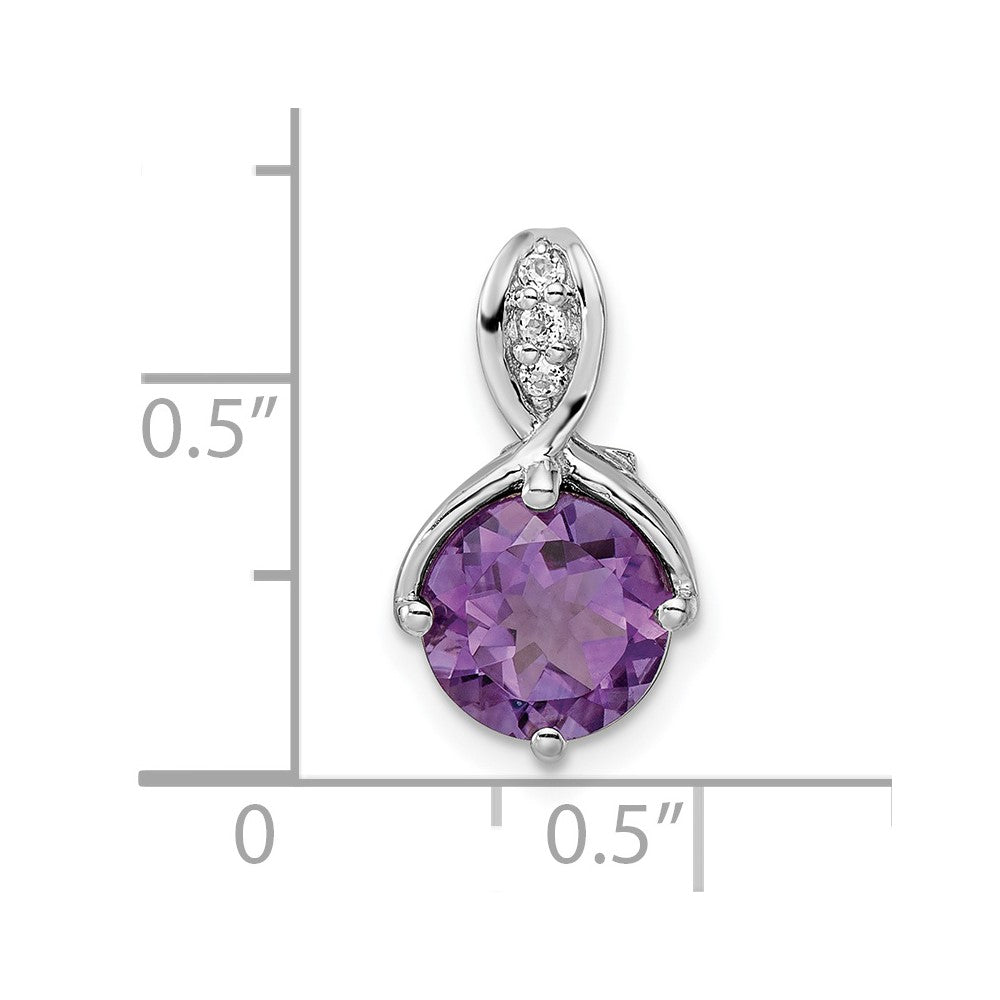 Sterling Silver Ss Rhod-Plated Circle 1.86Tw Amethyst/White Topaz Pendant
