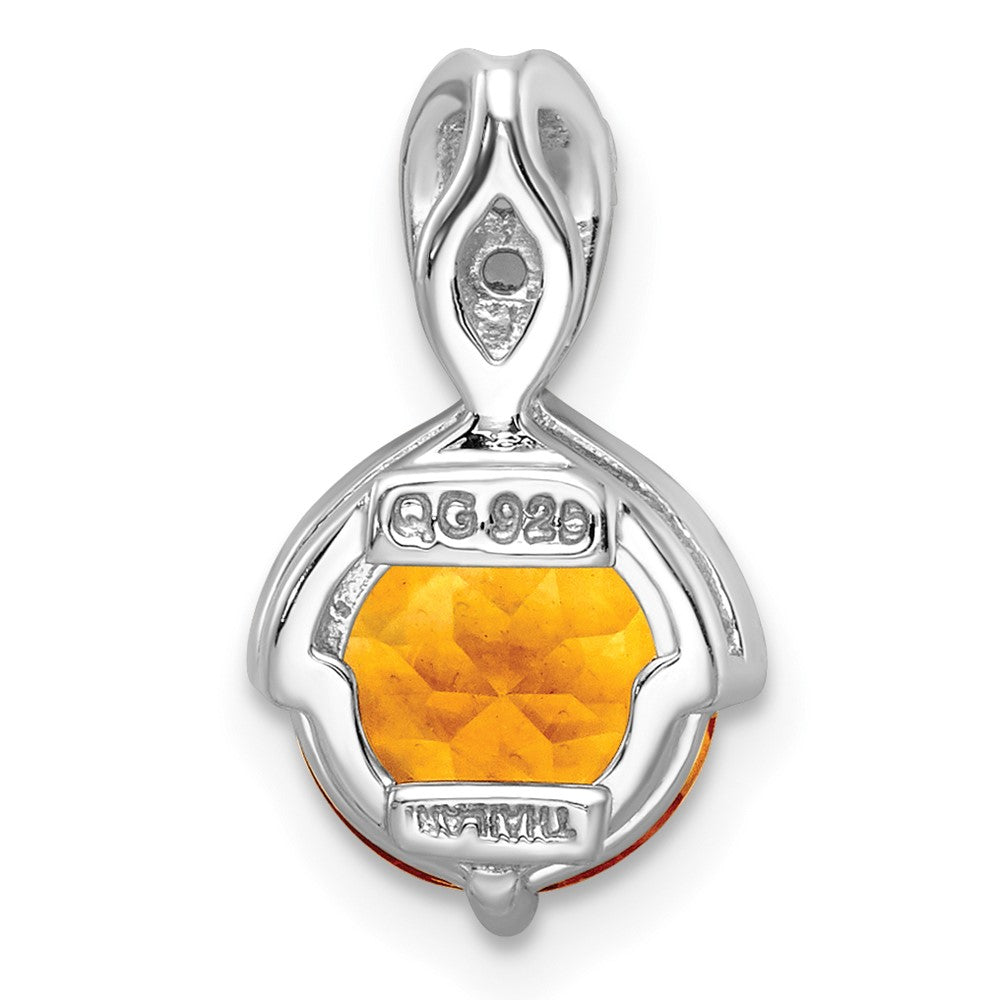 Sterling Silver Rh-Plated Circle 1.86T.W. Citrine/White Topaz Pendant