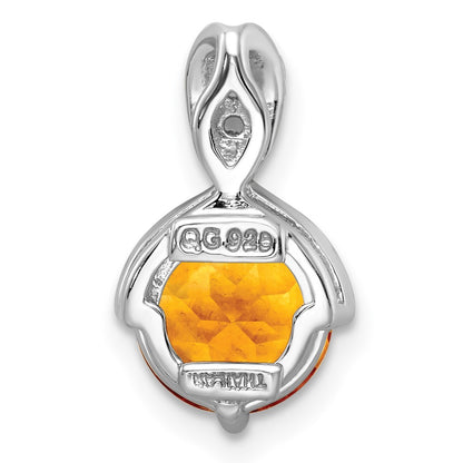 Sterling Silver Rh-Plated Circle 1.86T.W. Citrine/White Topaz Pendant