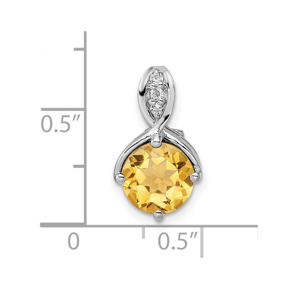 Sterling Silver Rh-Plated Circle 1.86T.W. Citrine/White Topaz Pendant