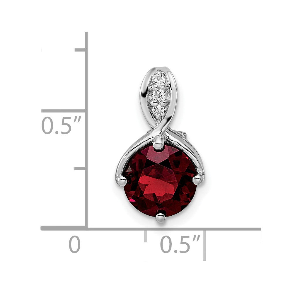 Sterling Silver Rh-Plated Circle 2.56T.W. Garnet/White Topaz Pendant