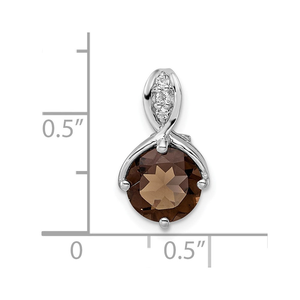 Sterling Silver Ss Rh-Plated Circle 1.86T.W. Smoky Quartz/White Topaz Pendant