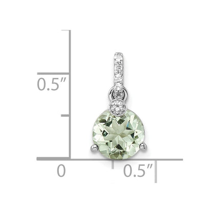 Sterling Silver Ss Rh-Plated Circle 1.68T.W. Green Quartz/White Topaz Pendant