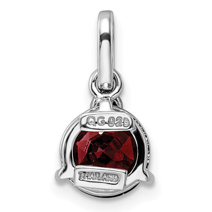Sterling Silver Rh-Plated Circle 2.6T.W. Garnet/White Topaz Pendant