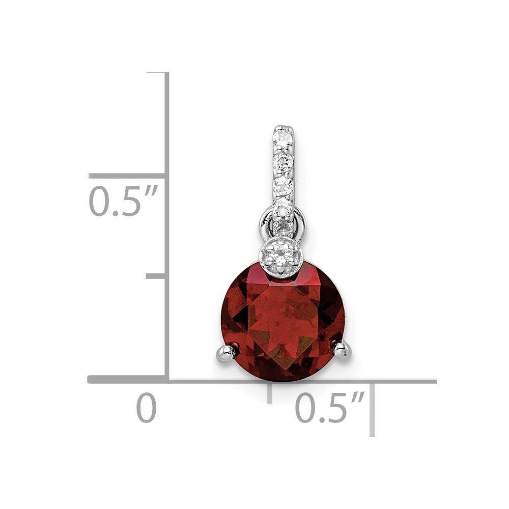 Sterling Silver Rh-Plated Circle 2.6T.W. Garnet/White Topaz Pendant