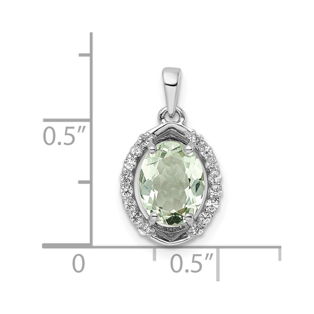 Sterling Silver Ss Rh-Plated Oval 1.69T.W. Green Quartz/White Topaz Pendant