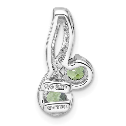 Sterling Silver Sterlingsilver Rhod-Plated .5T.W. Greenquartz/White Topaz Pendant