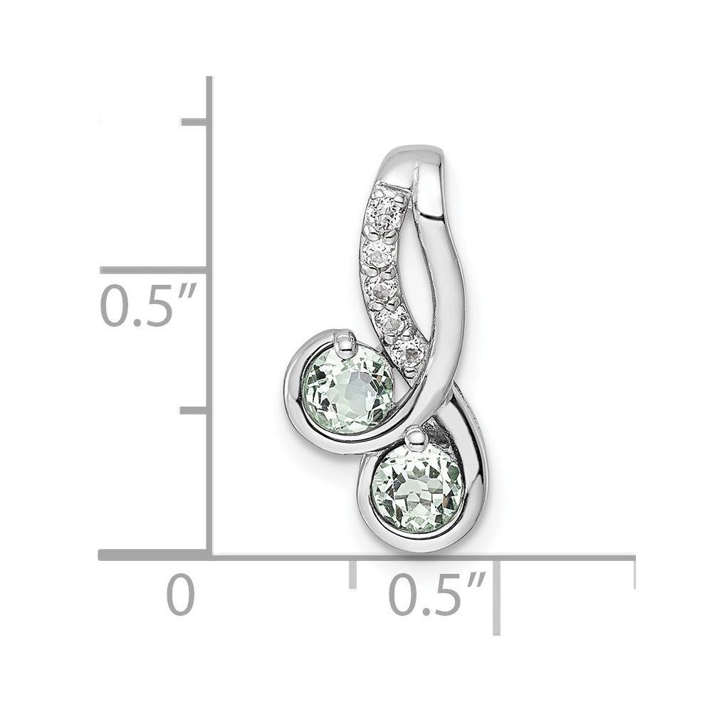 Sterling Silver Sterlingsilver Rhod-Plated .5T.W. Greenquartz/White Topaz Pendant