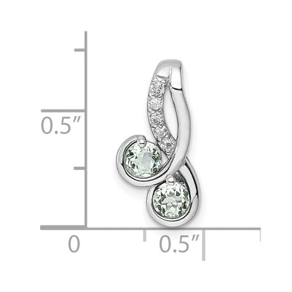 Sterling Silver Sterlingsilver Rhod-Plated .5T.W. Greenquartz/White Topaz Pendant
