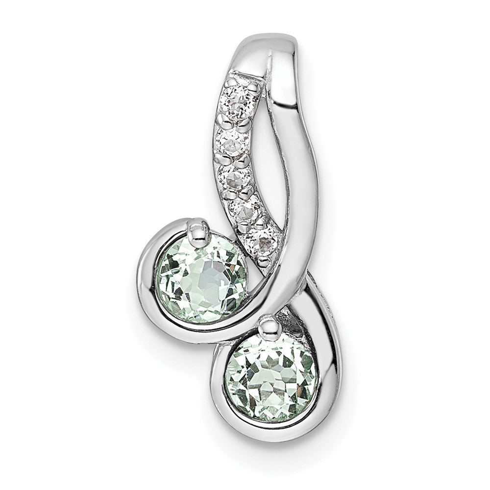 Sterling Silver Sterlingsilver Rhod-Plated .5T.W. Greenquartz/White Topaz Pendant