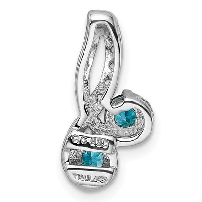 Sterling Silver Rhod-Plated .7T.W. Lsbt/White Topaz Pendant