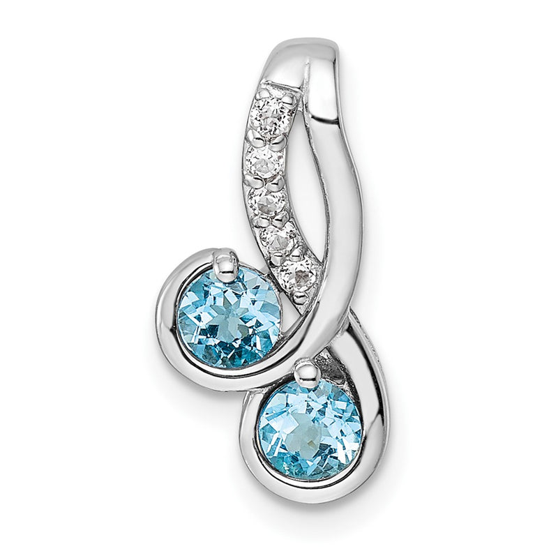 Sterling Silver Rhod-Plated .7T.W. Lsbt/White Topaz Pendant