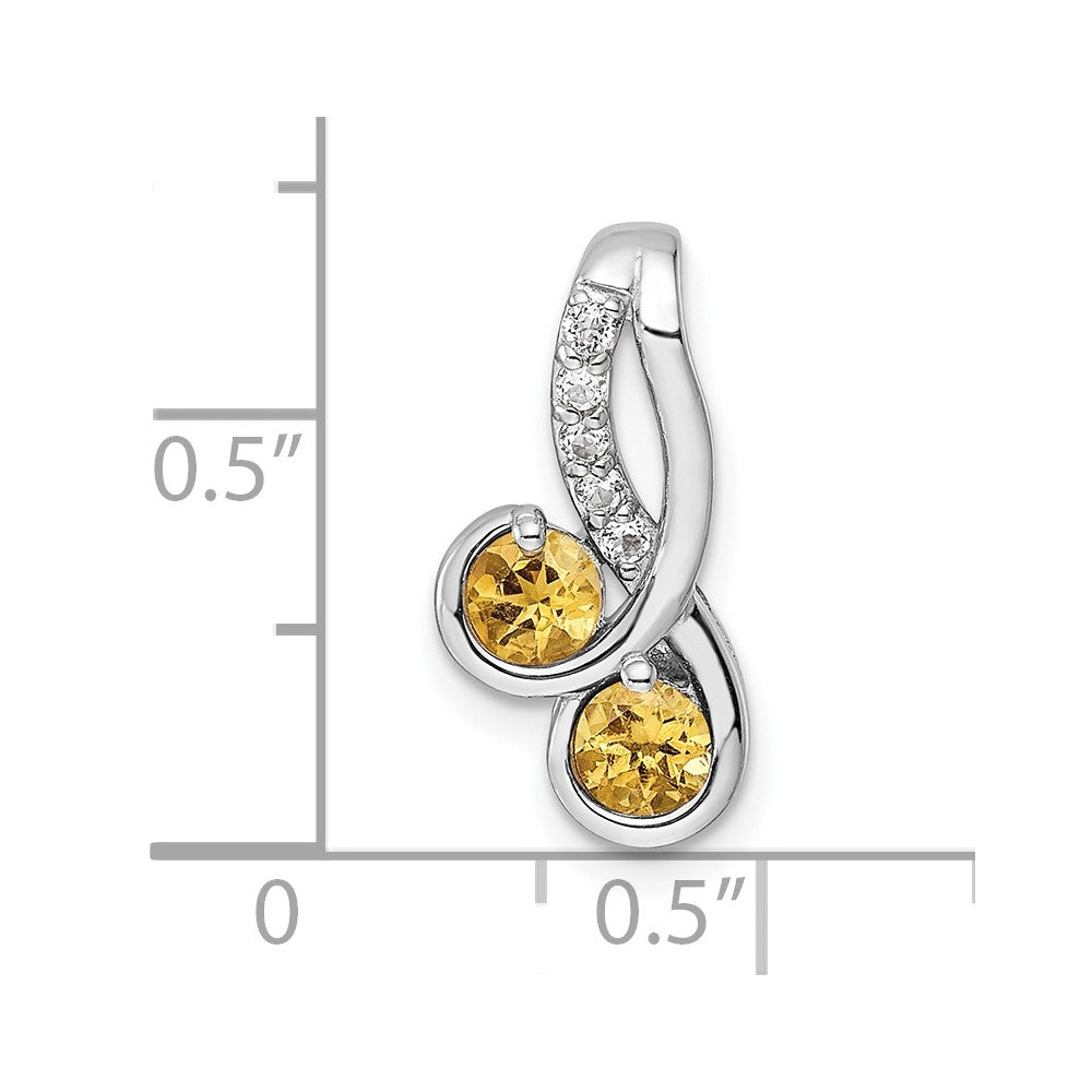 Sterling Silver Ss Rhod-Plated Double Circle .5T.W. Citrine/White Topaz Pendant