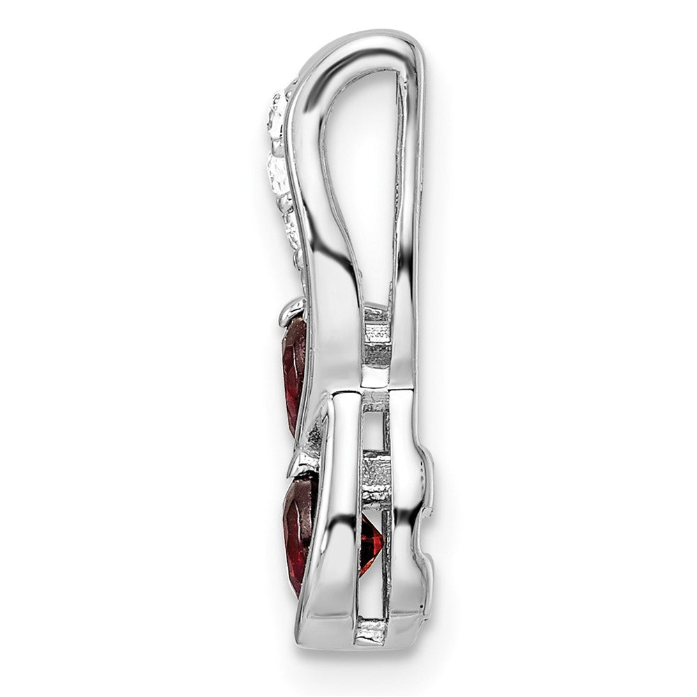 Sterling Silver Ss Rhod-Plated Double Circle .7T.W. Garnet/White Topaz Pendant