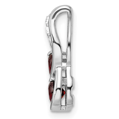 Sterling Silver Ss Rhod-Plated Double Circle .7T.W. Garnet/White Topaz Pendant