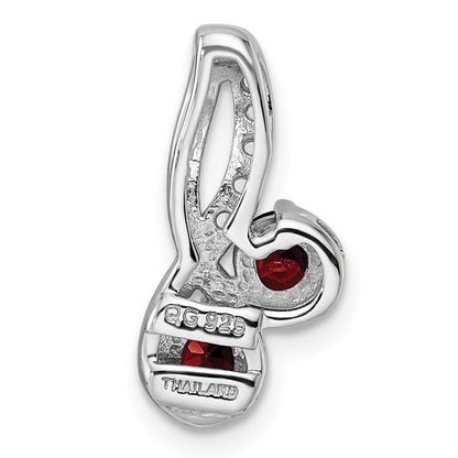 Sterling Silver Ss Rhod-Plated Double Circle .7T.W. Garnet/White Topaz Pendant
