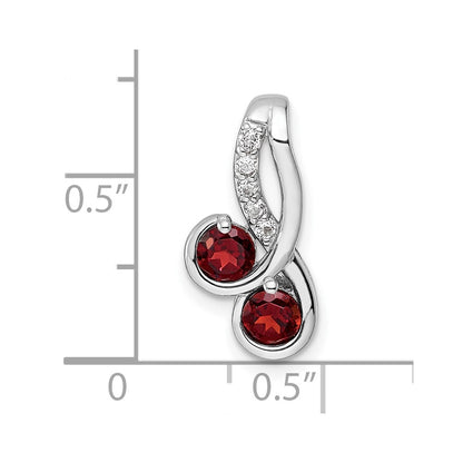 Sterling Silver Ss Rhod-Plated Double Circle .7T.W. Garnet/White Topaz Pendant