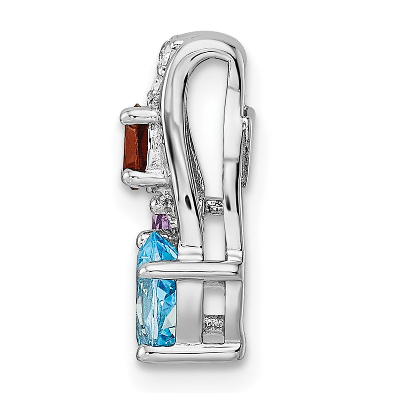 Sterling Silver Rhod-Plated 1.05T.W. Bt/Am/Ga/Wt Pendant