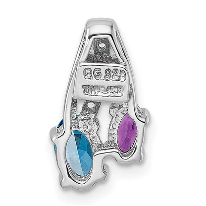 Sterling Silver Rhod-Plated 1.05T.W. Bt/Am/Ga/Wt Pendant