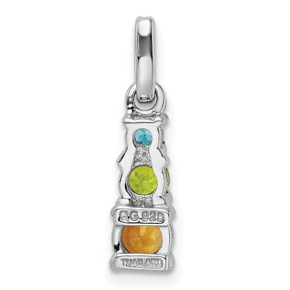 Sterling Silver Rh-Plated .85T.W. Pe/Ci/Lsbt/Wt 3-Stone Pendant