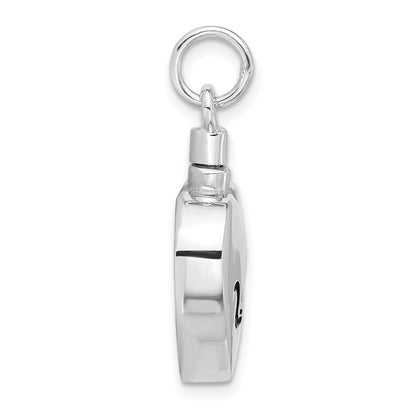 Sterling Silver Rhodium-Plated Enamel Heart with Cat Ash Holder Pendant