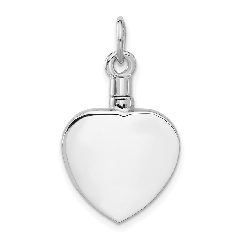 Sterling Silver Rhodium-Plated Enamel Heart with Cat Ash Holder Pendant