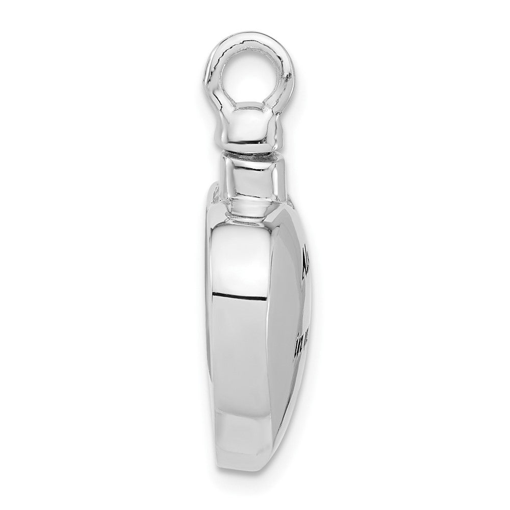 Sterling Silver Rhodium Plated Enamel Heart with Paw Print Ash Holder Pendant