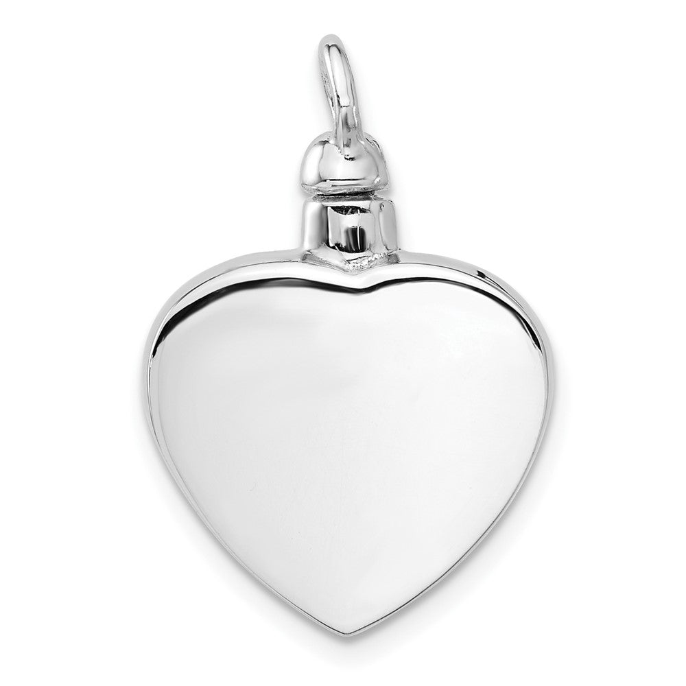 Sterling Silver Rhodium Plated Enamel Heart with Paw Print Ash Holder Pendant