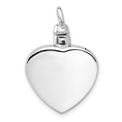 Sterling Silver Rhodium Plated Enamel Heart with Paw Print Ash Holder Pendant