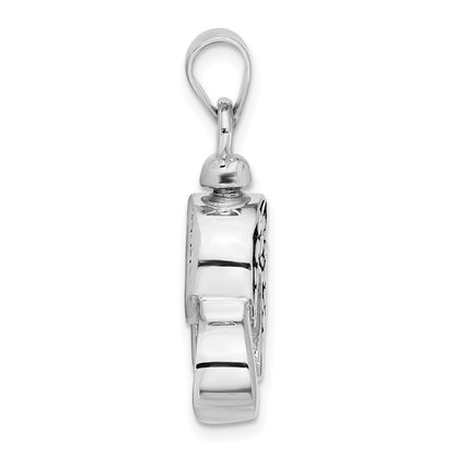 Sterling Silver Rhodium-Plated Enamel Heart with Paw Prints Pendant
