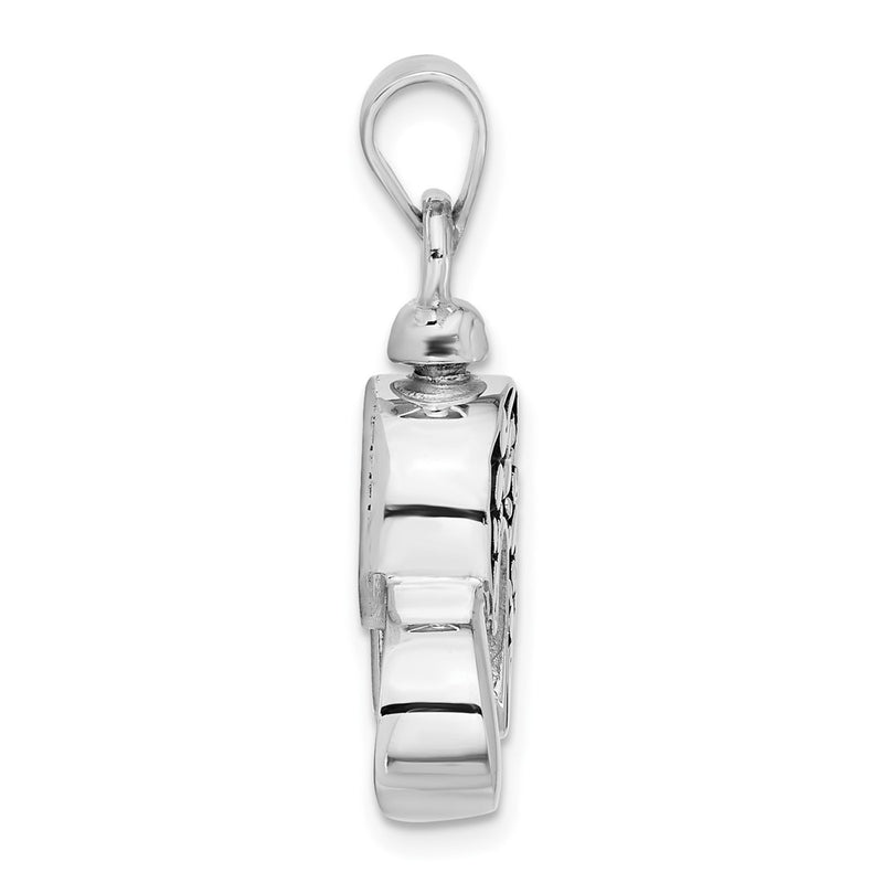 Sterling Silver Rhodium-Plated Enamel Heart with Paw Prints Pendant