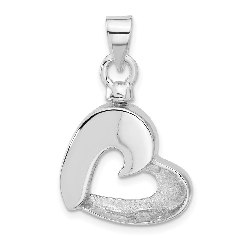 Sterling Silver Rhodium-Plated Enamel Heart with Paw Prints Pendant