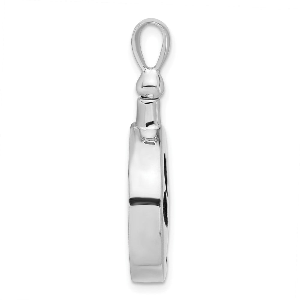 Sterling Silver Rhodium Plated Enamel Round Paw Print Ash Holder Pendant