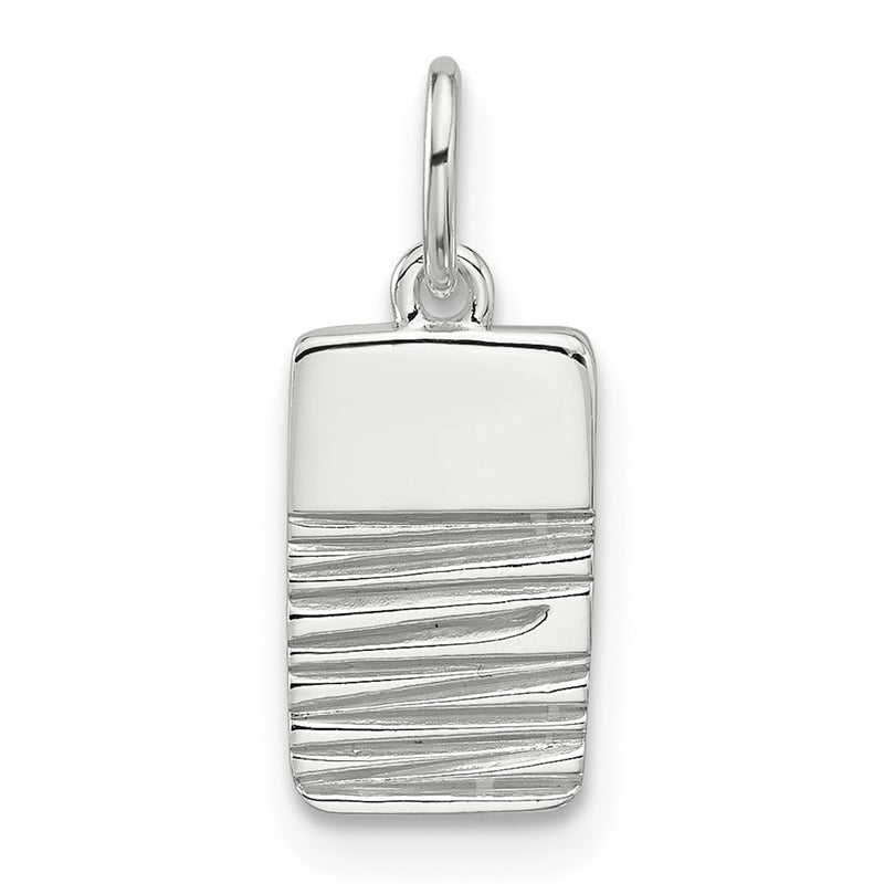 Sterling Silver E-Coated Textured Rectangle Charm