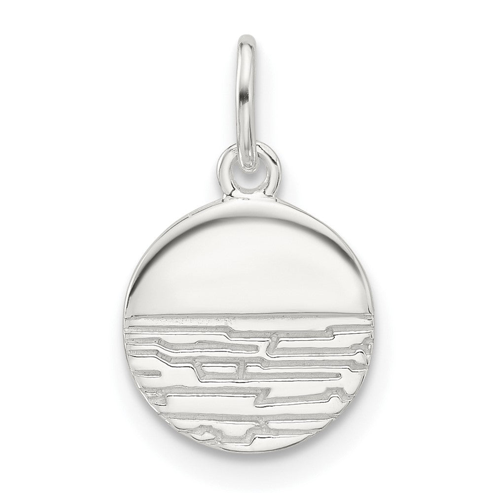 Sterling Silver E-Coated Textured Circle Charm